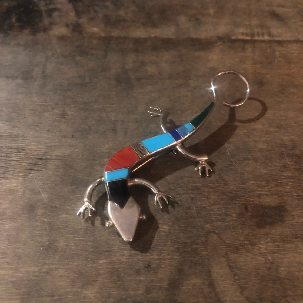 Zuni, Sterling/Turquoise/Coral, pendant / Brooch
